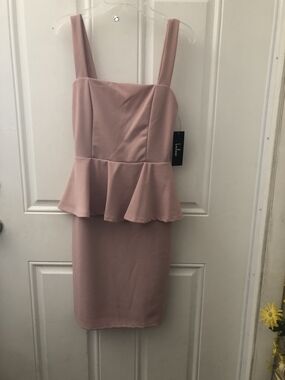 Lulu's Dusty Pink Peplum Midi Dress